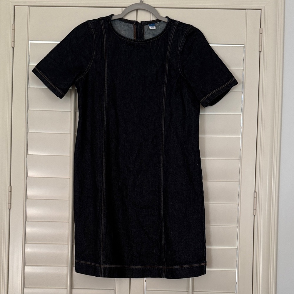 Old Navy Dark Denim Short-Sleeve Mini Dress